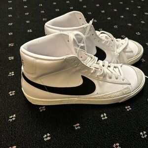 Nike White and Black High-Top Sneakers
